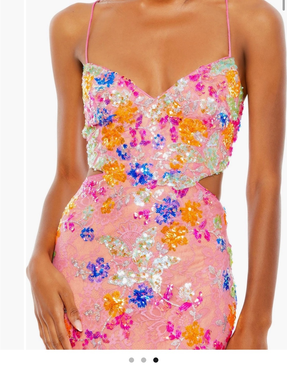 Mac Duggal Pink Floral Sequin Maxi Gown - Picture 2 of 5